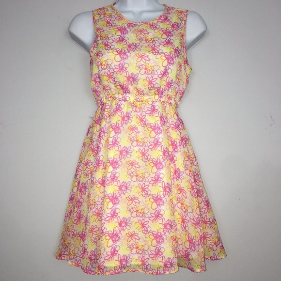 Dkny Other - DKNY Girls L Dress Multicolor Floral 100% Polyester Lightweight Lined Sundress